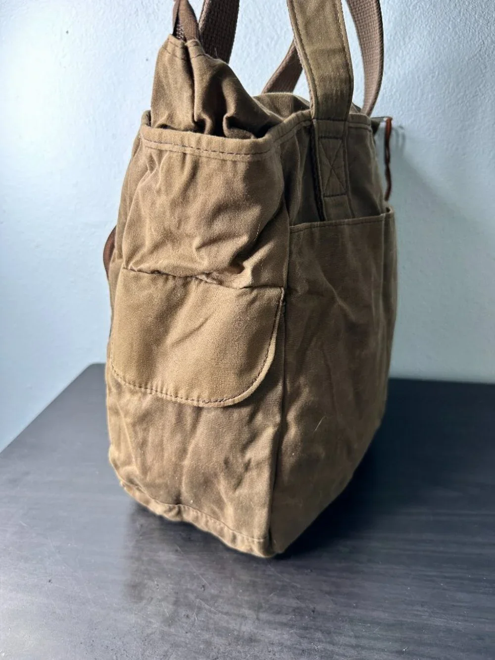 Duluth Trading Messenger Tote Brown Canvas Shoulder Bag